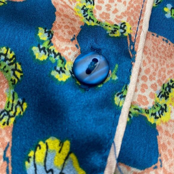 Their Nibs Pajama Top Cheetah Jungle Pocket Pyjama Blouse Asian Inspired V-neck - Picture 6 of 10